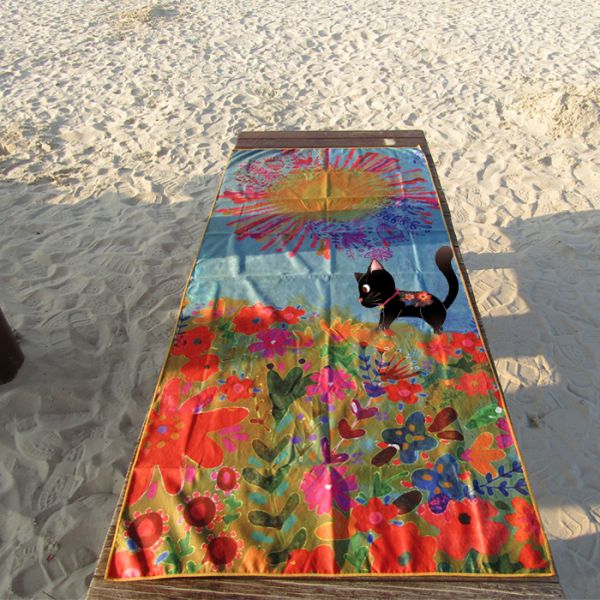 Quality Custom Print Microfibre Suede Towel Sand free Beach Towel Quick Dry With Bag wholesale