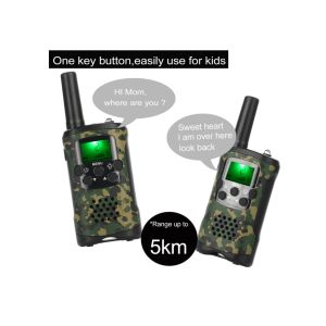 Rechargeable Camouflage Walkie Talkie With Green Backlit LCD Display