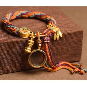 Cheap Tibetan Om Mani Padme Hum Dreamcatcher Colorful Reincarnation Knot String Bracelet for sale