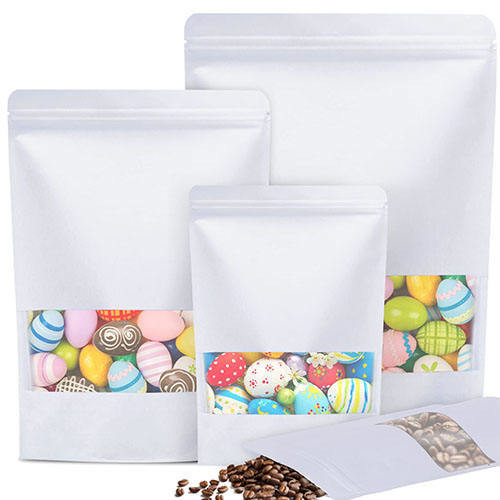 Quality Kraft Paper Bag with Resealable Lock Seal Zipper and Stand Up Design Transparent Window wholesale