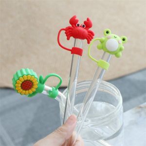 Custom Silicone 10mm Straw Covers With 3D Cartoon Animal Design Silicone Straw