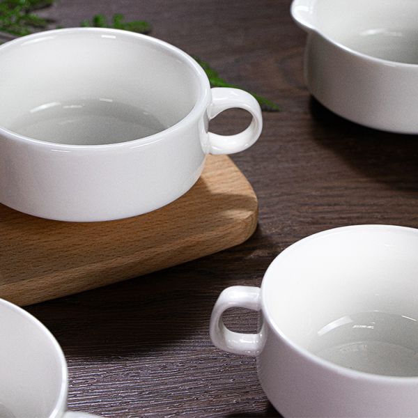 White Porcelain Bowls Round Retro Superior Quality Dinnerware Set