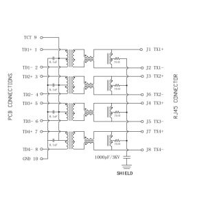 RB4-11GF9V2F Gigabit Quad Port 10/100/1000 Base-T Ethernet Rj45 Multi Port Jack