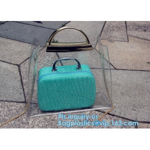 customized clear pvc tote bag handbag, Trendy Lady Handbags with Zipper Handle