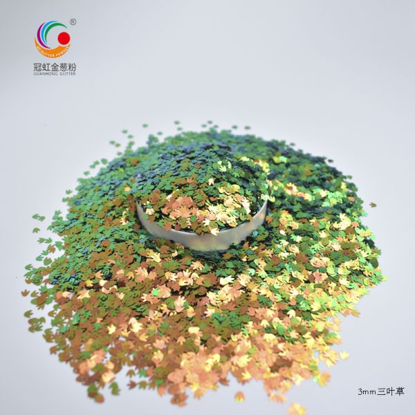Gold Green Red Loose Chameleon Glitter Flake Nail Art Maple Leaf OEM