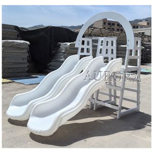 Outdoor Double Slide With Arch White Soft Play Equipment Plastic Slide Kids Play