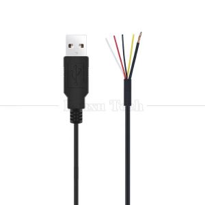 Shield USB A Male to 4 Bare Wires Open End Pigtail Cable