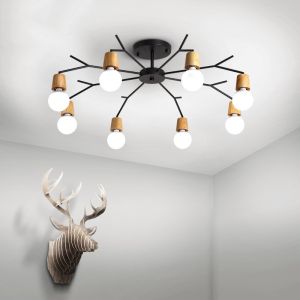 Cheap Wood Chandeliers Home Lighting Fixtures Black Rustic Ceiling Lamp(WH-WA-25) for sale