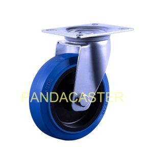 China 5 Euro Style Blue Industrial Caster Wheels Super Elastic Rubber Wheels on sale