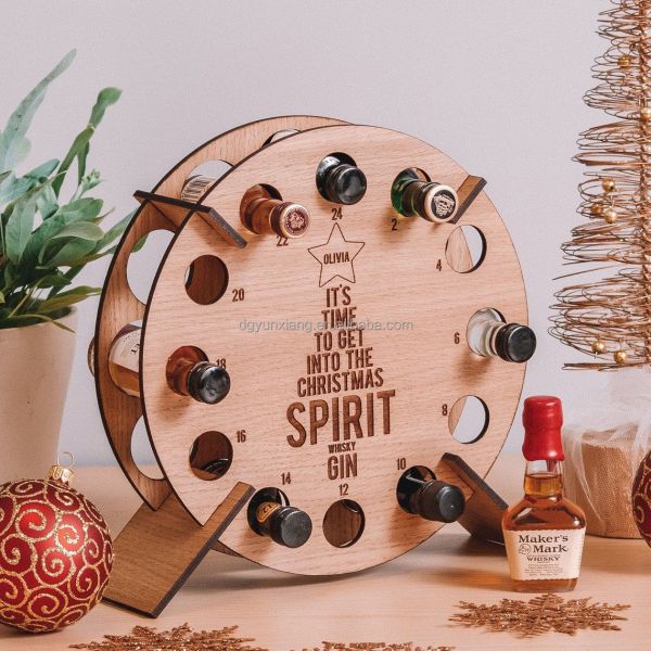 Customize Christmas Tree Shape Great Gift For Home Decor Wooden holder for Adult Advent Calendar Wooden Bottle Holder