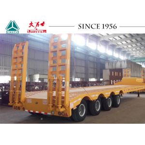 4 Axles 70 Tons 40 FT Low Bed Trailer Heavy Duty With Spring Ramp For Sale
