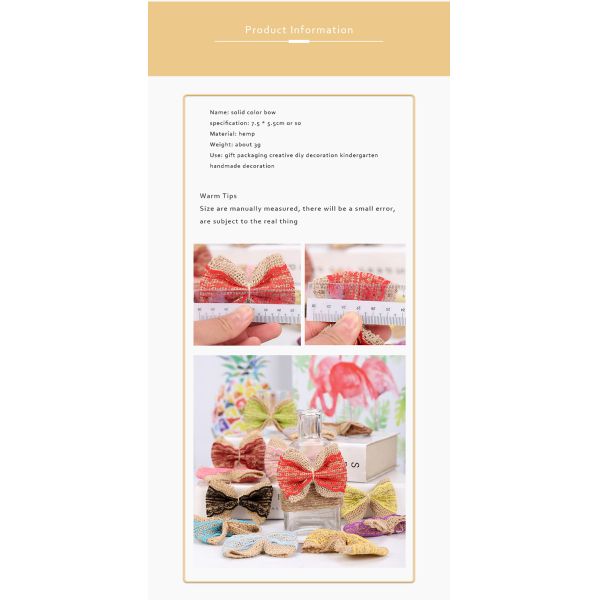 Factory Direct Handmade Diy Lace Bow New Clothing Accessories Color Linen Flower Can Be Customized