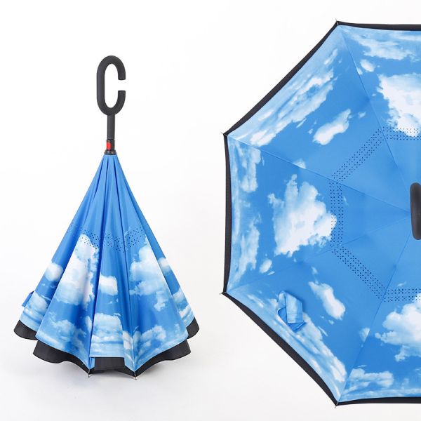 Double Layer Reverse Inverted Umbrella Pongee Fabric BSCI Approved