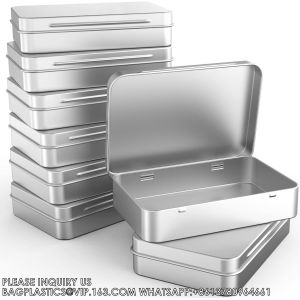 Tin Box Containers 3.7 X 2.4 X 0.8 Inch Metal Tins Storage Box, For Home Storage