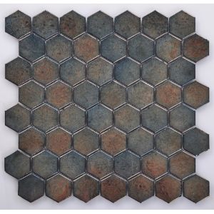 Cheap GH4449 Hexagonal Shape Iridescent Glass Mosaic for sale
