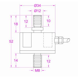 Tension Force Transducer 1000N Tension Force Sensor 1KN Force Measurement 220lb