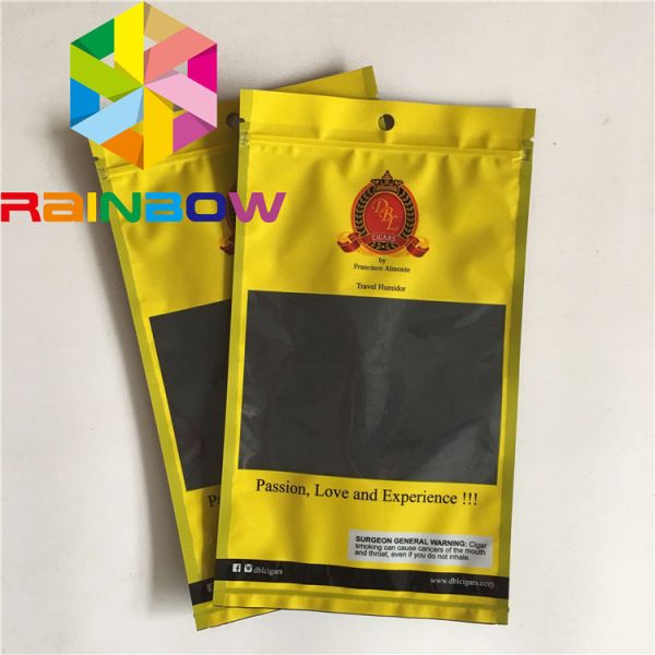 Quality Resealable Three side seal Flat Mylar Bags See Through Cigar Humidity Pouches Plastic Weed Food Pouches Packaging wholesale