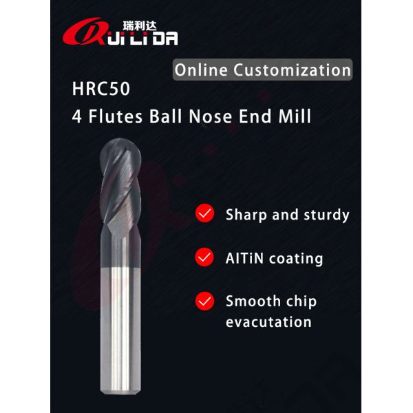 8mm 4F 9/16" 7/16" 5/16" Ball Nose End Mill Steel Cnc Ball Nose Bit