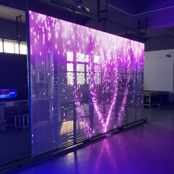 Indoor Advertising Mesh LED Display Panel P3.91 P7.8 Transparent LED Screen for