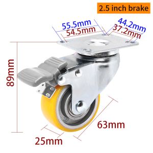 China EDL Light Duty 2.5inch 80kg Aluminum Plate Caster by Rigid, Swivel and Brake type on sale