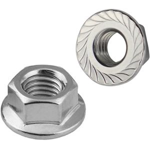 China DIN6923 Hex Head Flange Nut M10 M12 Stainless Steel Serrated Spin Lock Nuts Bright Finish on sale