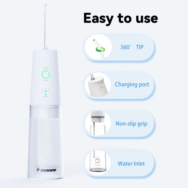 Battery Operated Portable Water Flosser 2000mAh 1A Adaptor USB Charging