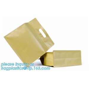 Stand up k kraft paper bags with clear window,resealable zipper stand up clear