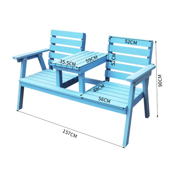 Outdoor Courtyard Solid Wooden Double Chair Bench with Table Enjoy Your Patio in Style