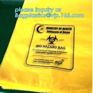 Biohazardous Bags with Custom Printed for Laboratory Used, disposable Polypropyl