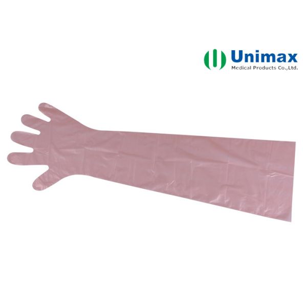 Orange UNIMAX Long Veterinary Gloves Disposable
