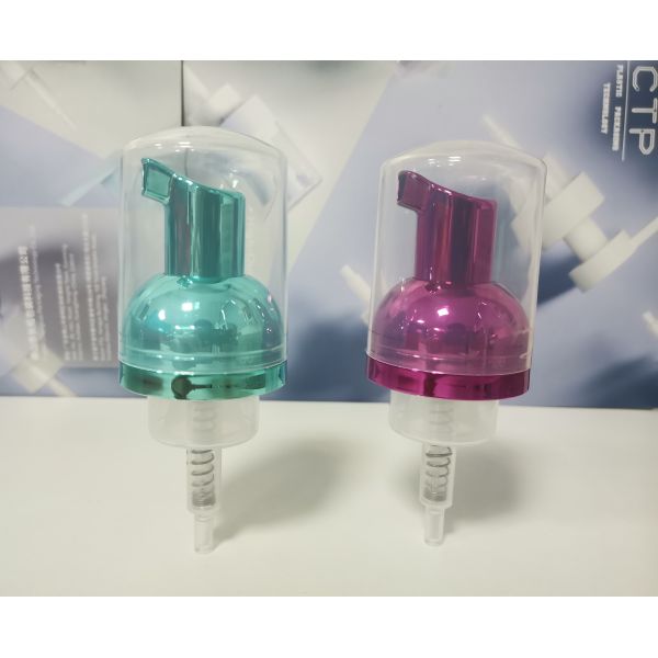 White Plastic Foam Bottle Pump With 1.5cc Output Transparent Housing For Dispensing