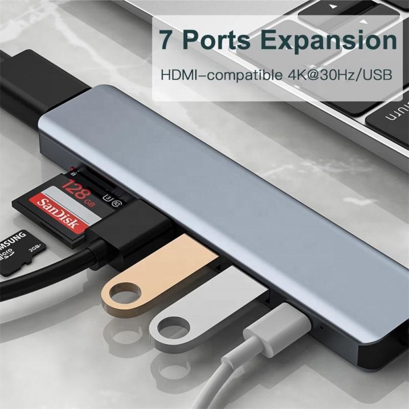Type C Type-C Hub Multi Function Adapter for Charging Data Transfer and Video