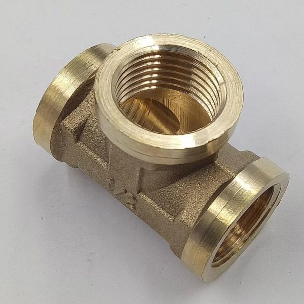 TOBO Customized 99% Copper Pipe Equal Tee Female NPT 3000# C70600 Brass Casting Pipe Brass Threaded Fittings