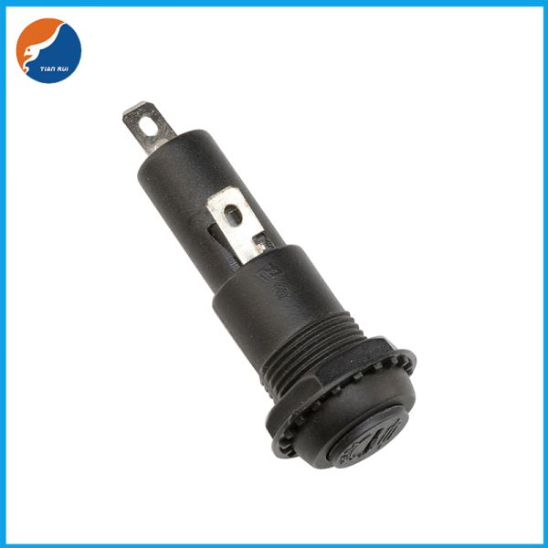 R3-44 Black Panel Mount 6x30mm Fuse Socket Glass Tube Fuse Holder