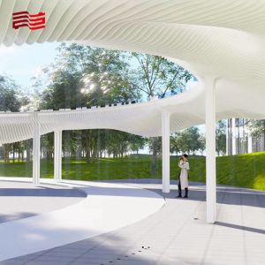 Cheap Modern Style White Stainless Steel Art Gallery Steel Structure Sculpture Emberwind Pergola for sale