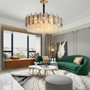 Modern Luxury Living Room Round K9 Led Pendant Lamp Led ceiling light chandelier