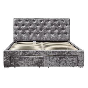 China Queen Size Double Upholstered Ottoman Bed Frame With 4 Drawers OEM ODM on sale