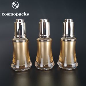 China Modern Gold Luxury 15ml Perfume Acrylic Essential Oil Bottle With Dropper Oil on sale