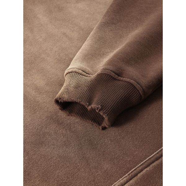 Retro Pull Over Hoodie Gym Blank Oversize Unisex Washed Cotton Sweatshirt