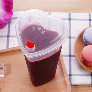 Disposable PP creative heart-shaped 700ml milk tea juice cola plastic cup