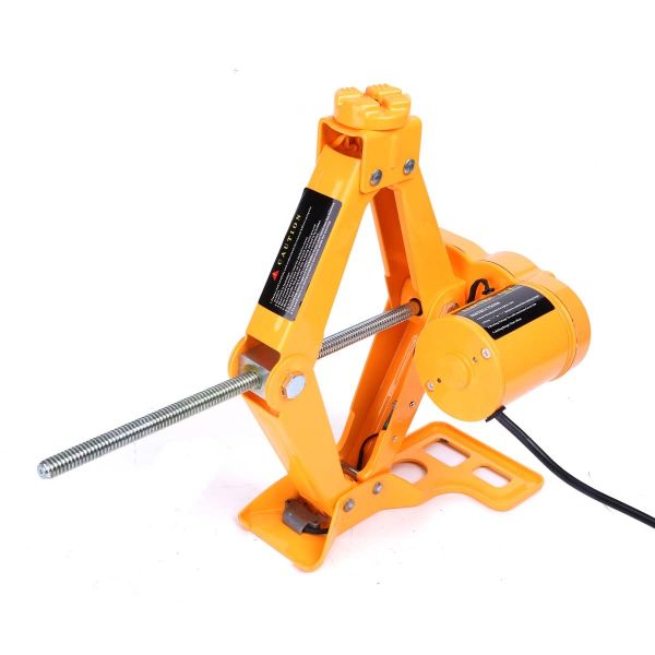 Yellow Electric Scissor Jack 120mm-350mm Lift Range 2 Ton 150W