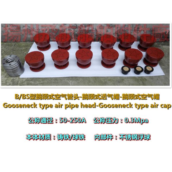 Quality B type gooseneck type air pipe head, gooseneck air cap price list wholesale