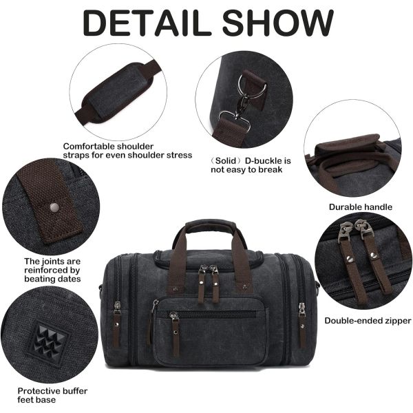 Contains 50L of Daily Individual Items Canvas Duffle weekender Travel Bag