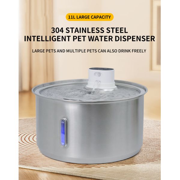 Pets Products Stainless Steel Cat Water Fountain With Water Level Window ABS Material