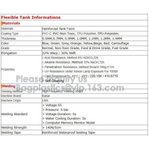 Flexible soft fabric TPU Frame Bag Bladders Water Tank Flexible Liquid Storage