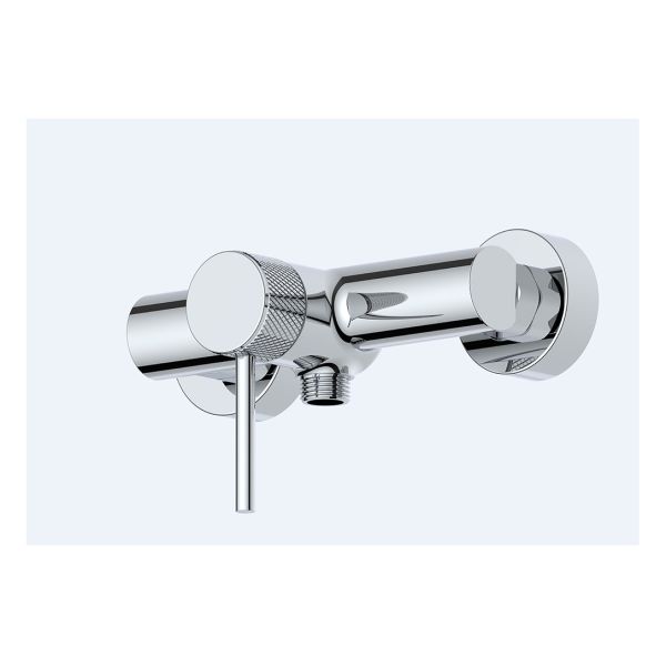 Single Lever Bath Shower Faucets Annular Knurl Handle Chrome Brass Cold And Hot