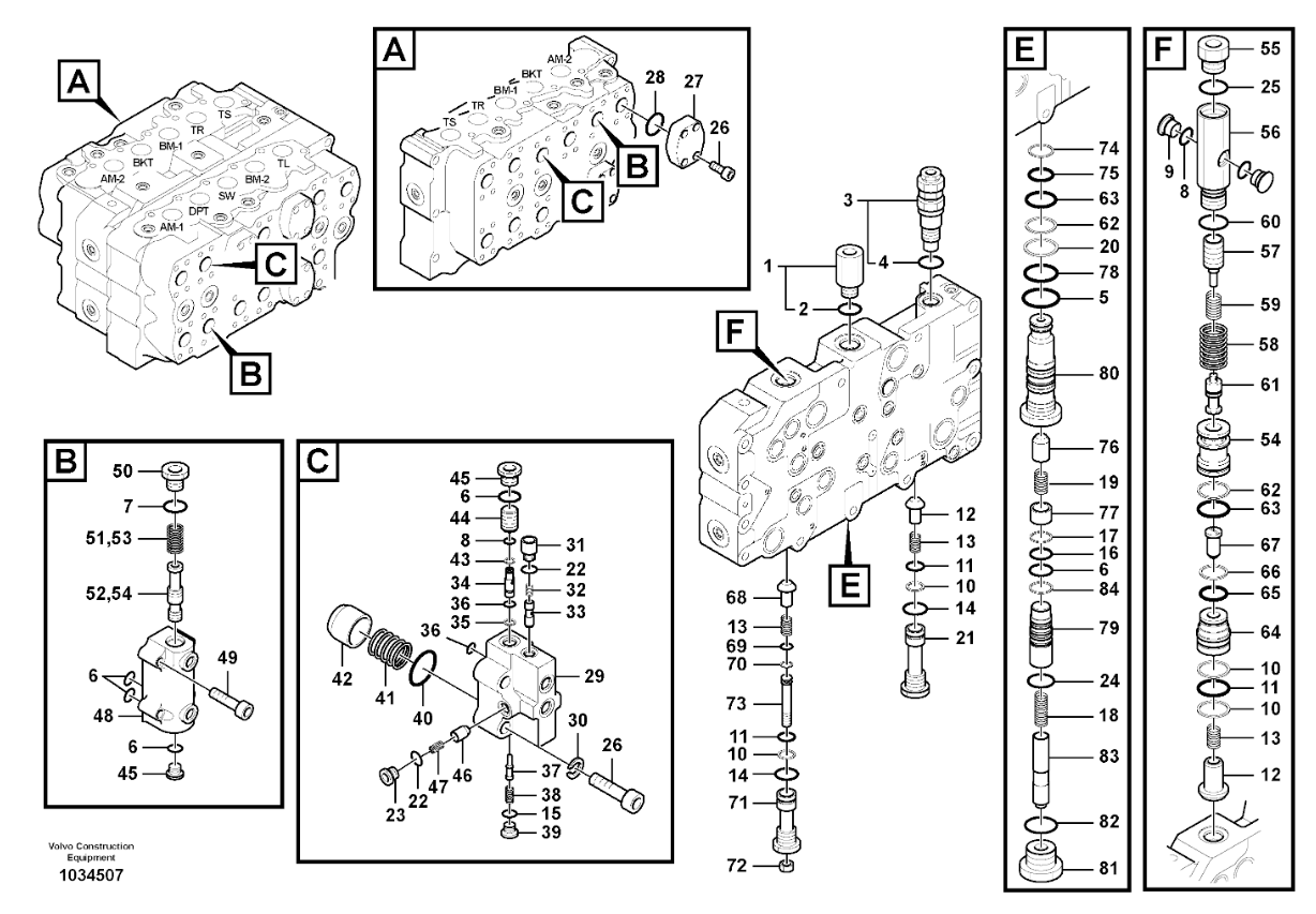 14597185 14513226 Relief Valve Excavator Spare Parts For EC460CHR EC700B