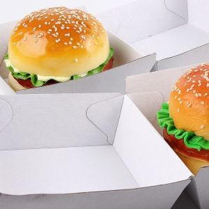Paperboard Square Foldable Hamburger and Chicken Packaging Box for Customized