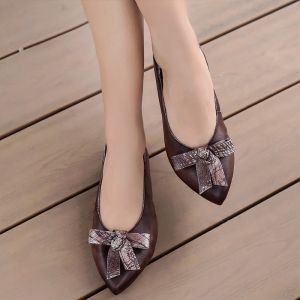 S240 Round head flat bottom handmade leather spring and summer new flat-heeled
