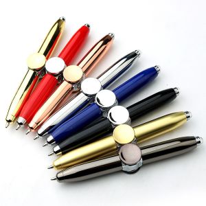 Metal 3 In 1 Ballpoint Pen Multifunction LED Fidget Spinner Finger Gyro Rotating